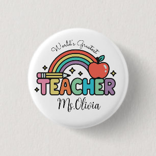 Chapa Redonda De 2,5 Cm Nombre personalizado del profesor   El mejor profe