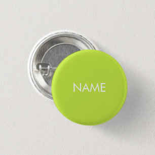 Chapa Redonda De 2,5 Cm Nombre personalizado lima de texto verde blanco mi