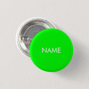 Chapa Redonda De 2,5 Cm Nombre personalizado neón verde texto blanco minim