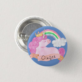 Chapa Redonda De 2,5 Cm Nombre personalizado 🌈 Rainbow Unicorn