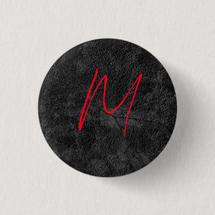 Chapa Redonda De 2,5 Cm Nombre único del monograma rojo gris caligrafía in