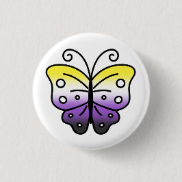 Chapa Redonda De 2,5 Cm Nonbinary Pride Butterfly Pin Badge