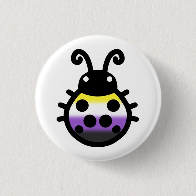Chapa Redonda De 2,5 Cm Nonbinary Pride Ladybug Pin Badge (Anverso)