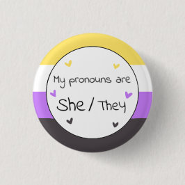Chapa Redonda De 2,5 Cm Nonbinary She/They Pronoun Pin