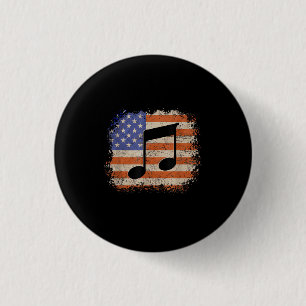 Chapa Redonda De 2,5 Cm Nota musical para regalo de hombres bandera americ
