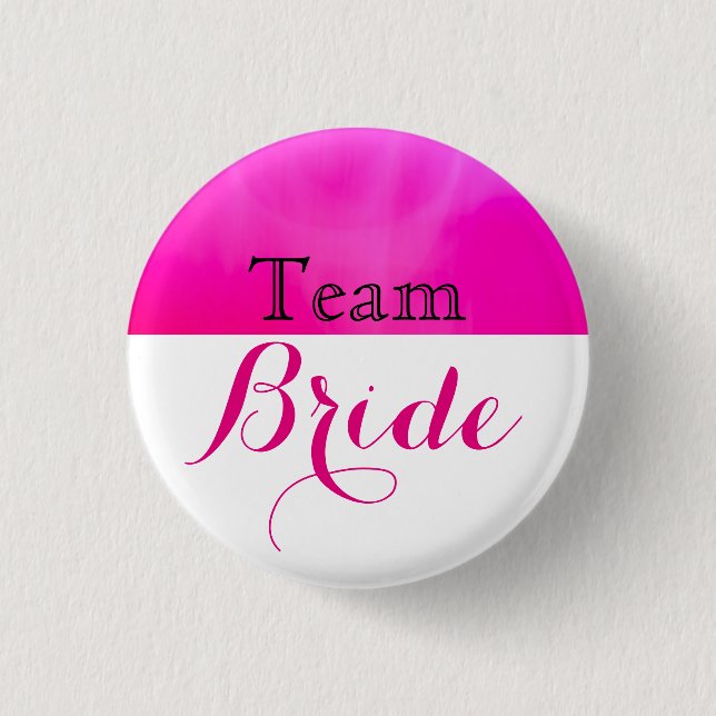 Chapa Redonda De 2,5 Cm Novia del equipo de Boda rosa y blanco (Anverso)
