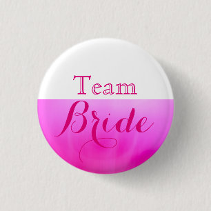 Chapa Redonda De 2,5 Cm Novia del equipo de Boda rosa y blanco