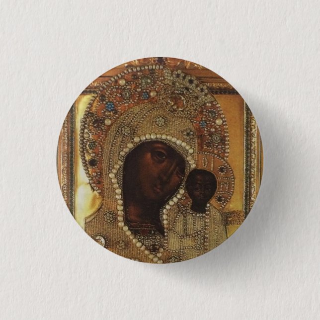 Chapa Redonda De 2,5 Cm Nuestra Señora de Kazán (Anverso)