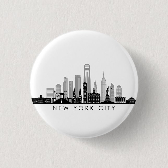Chapa Redonda De 2,5 Cm NUEVA YORK Manhatten Estados Unidos Skyline Silhou (Anverso)