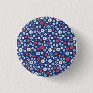 Chapa Redonda De 2,5 Cm Nuevo regalo para el hogar   Floral Ditsy roja y b