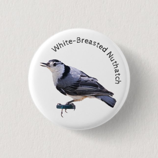 Chapa Redonda De 2,5 Cm Nuthatch blanco (Anverso)