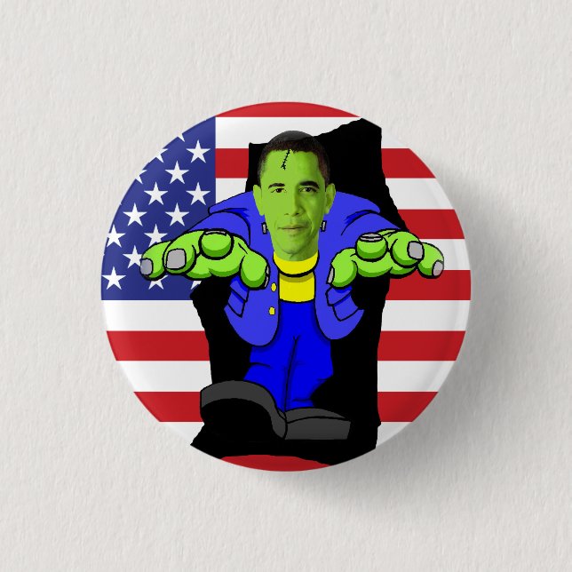 Chapa Redonda De 2,5 Cm ¡Obama contra América! (Anverso)