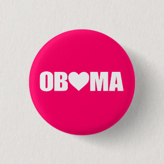 CHAPA REDONDA DE 2,5 CM ""OBAMA" DELETREADO CON EL CORAZÓN "