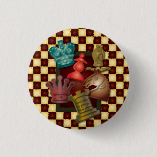 Chapa Redonda De 2,5 Cm Obispo Pawn del caballero del rey reina del diseñ
