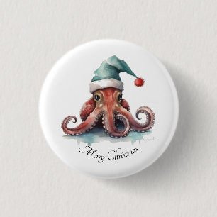 Chapa Redonda De 2,5 Cm Octopus navidades