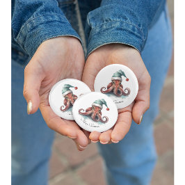 Chapa Redonda De 2,5 Cm Octopus navidades