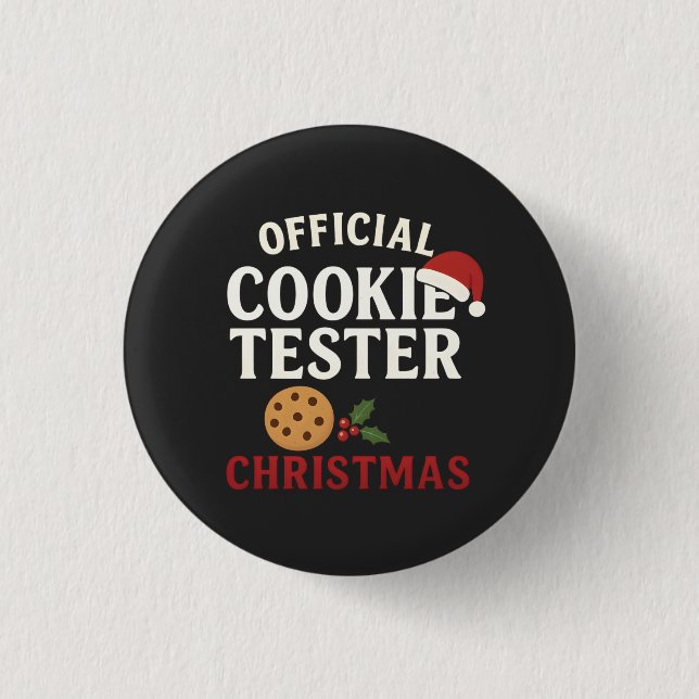 Chapa Redonda De 2,5 Cm Official Cookie Tester Christmas Tee (Anverso)