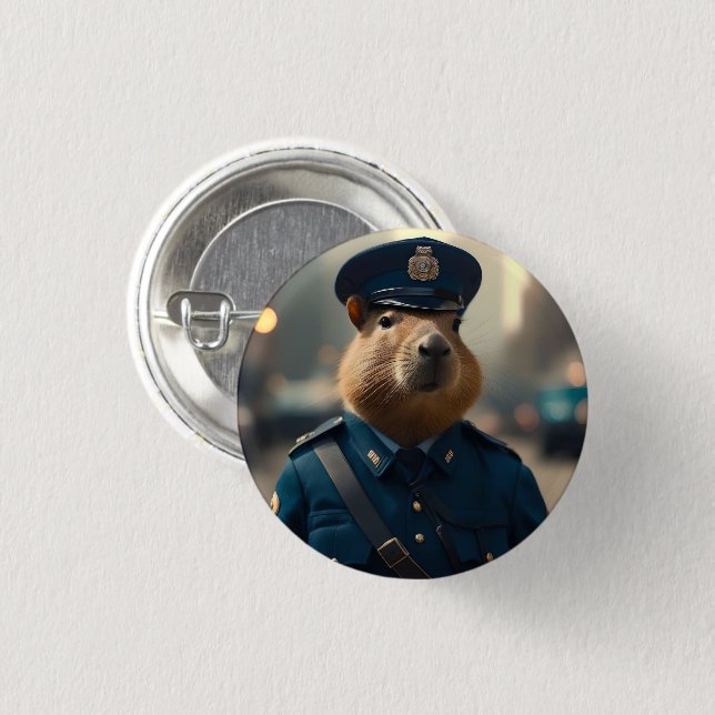 Chapa Redonda De 2,5 Cm "Oficial Capi: El policía tranquilo y recogido" (Anverso y reverso)