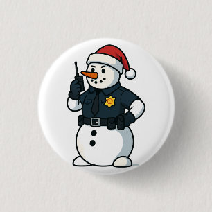 Chapa Redonda De 2,5 Cm Oficial de policía de muñeco de nieve Navidad 2026