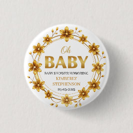 Chapa Redonda De 2,5 Cm Oh Baby Watercolor Rose Gold Baby Shower