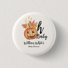 Chapa Redonda De 2,5 Cm ¡Oh, nena! Halloween Fall Pumpkin Leave Baby Showe