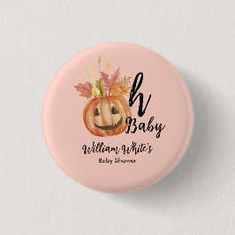 Chapa Redonda De 2,5 Cm ¡Oh, nena! Halloween Fall Pumpkin Leave Baby Showe