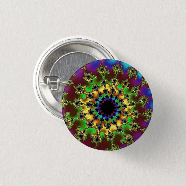 Chapa Redonda De 2,5 Cm Ojo arcoiris verde (Anverso y reverso)