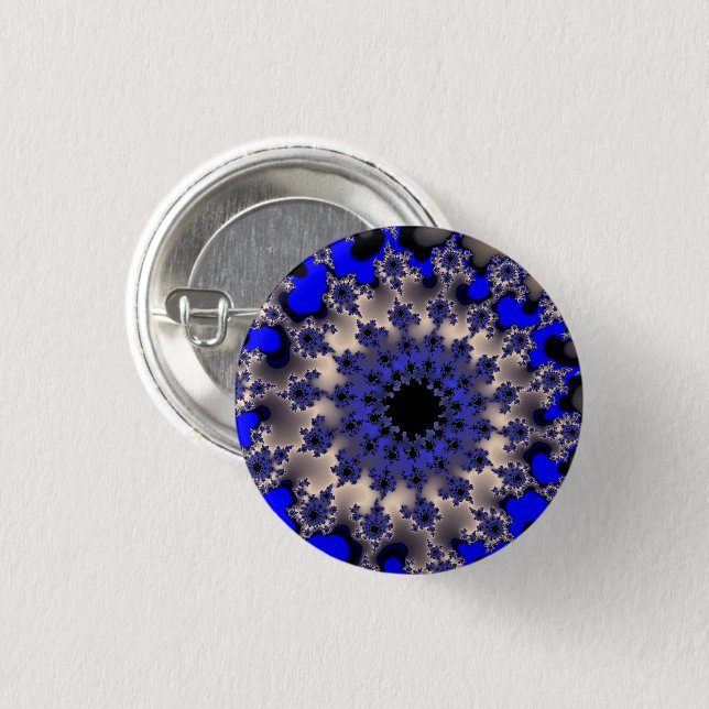 Chapa Redonda De 2,5 Cm Ojo azul y plata (Anverso y reverso)