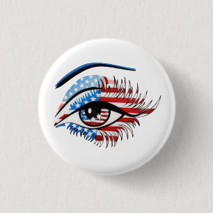 Chapa Redonda De 2,5 Cm Ojo de la bandera estadounidense, Clipart de subli