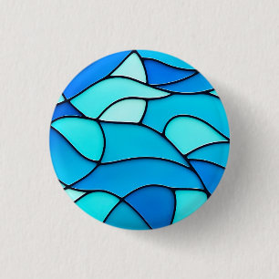 Chapa Redonda De 2,5 Cm Olas verde azuladas de vidrio