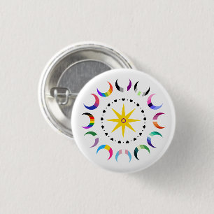 Chapa Redonda De 2,5 Cm Orgullo de las Lunas Crecientes Queer