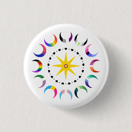 Chapa Redonda De 2,5 Cm Orgullo de las Lunas Crecientes Queer