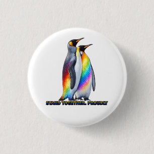 Chapa Redonda De 2,5 Cm Orgullo de Pingüino Arcoíris – Manténganse Juntos 