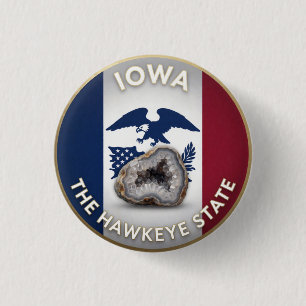 Chapa Redonda De 2,5 Cm Orgullo del estado de Iowa 🦅 Emblema del halcón