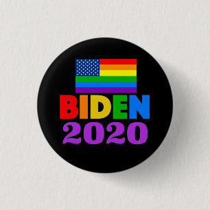 Chapa Redonda De 2,5 Cm Orgullo gay arcoiris 2020 en Biden