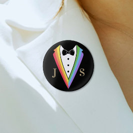 Chapa Redonda De 2,5 Cm Orgullo Gay Personalizado Groomsmen Negro