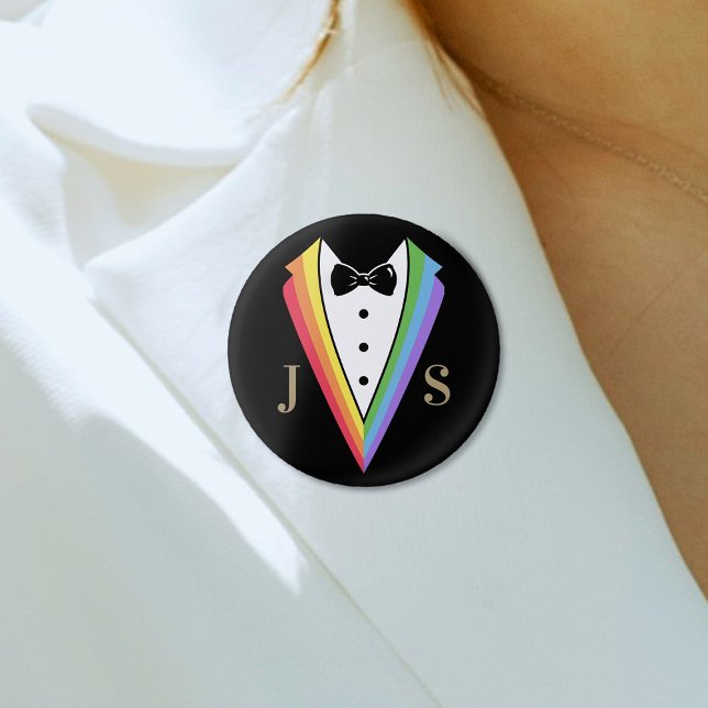 Chapa Redonda De 2,5 Cm Orgullo Gay Personalizado Groomsmen Negro (Subido por el creador)