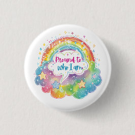 Chapa Redonda De 2,5 Cm Orgulloso de Quién Soy Arte de Arcoíris Amor Propi