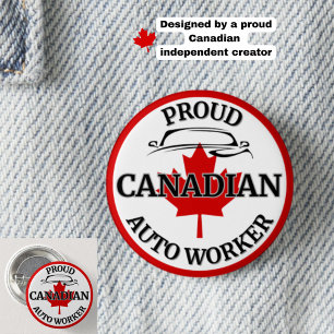 Chapa Redonda De 2,5 Cm "Orgulloso trabajador automático canadiense" Maple