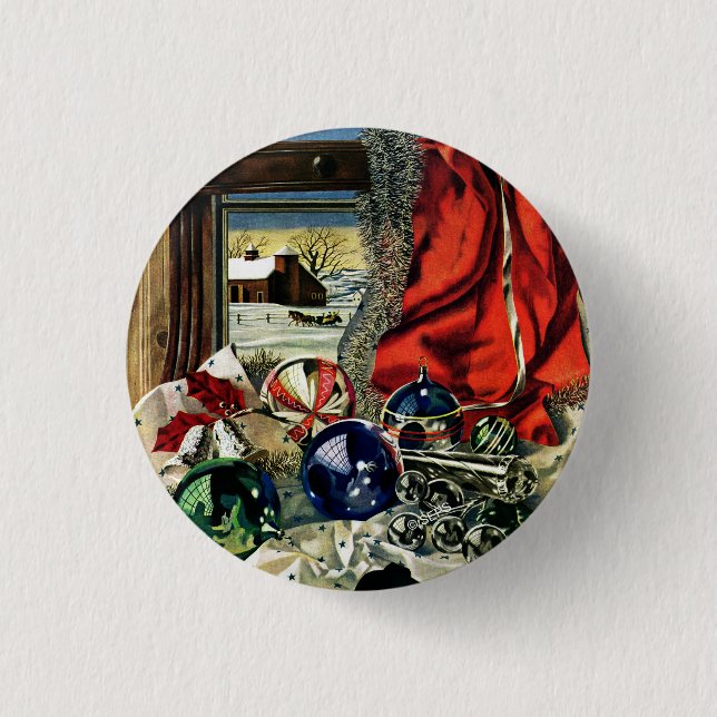 Chapa Redonda De 2,5 Cm Ornamentos de Navidad (Anverso)