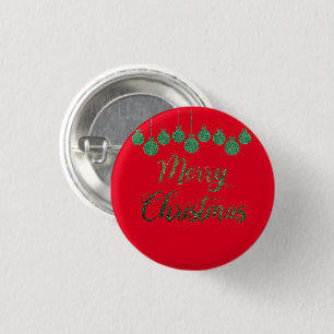 Chapa Redonda De 2,5 Cm Ornamentos verdes - Feliz Navidad