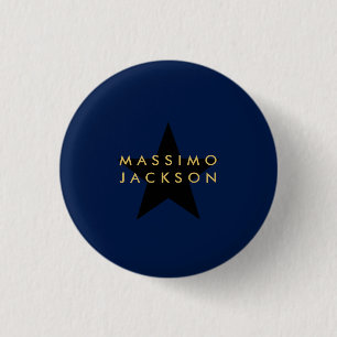 Chapa Redonda De 2,5 Cm Oro Azul Colores Profesional Tendencia Estrella Ne