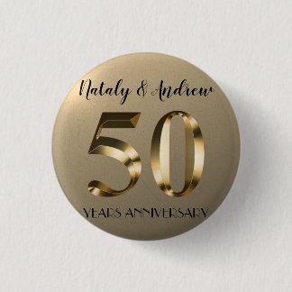 Chapa Redonda De 2,5 Cm Oro metálico 50 aniversario Boda