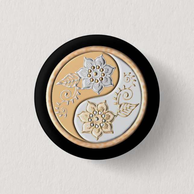 Chapa Redonda De 2,5 Cm Oro & Plata Yin Yang  (Anverso)