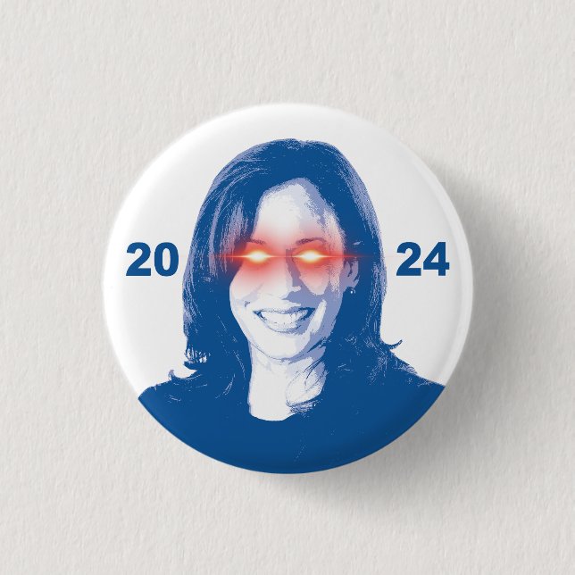 Chapa Redonda De 2,5 Cm Oscuro Kamala Harris 2024 (Anverso)