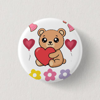 Chapa Redonda De 2,5 Cm Osito de peluche adorable para San Valentín