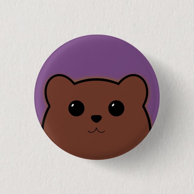 Chapa Redonda De 2,5 Cm Oso de Kawaii (Brown) (Anverso)