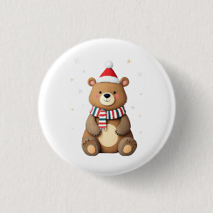 Chapa Redonda De 2,5 Cm Oso de Navidad