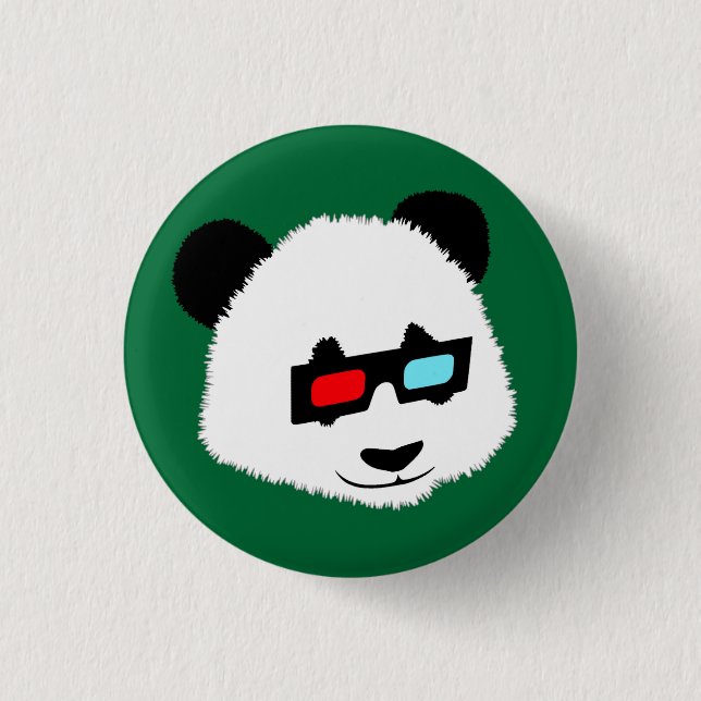 Chapa Redonda De 2,5 Cm Oso de panda con los vidrios 3D (Anverso)