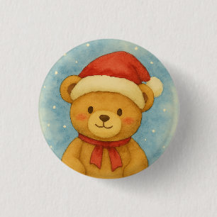 Chapa Redonda De 2,5 Cm Oso de peluche de Navidad en un país de las maravi